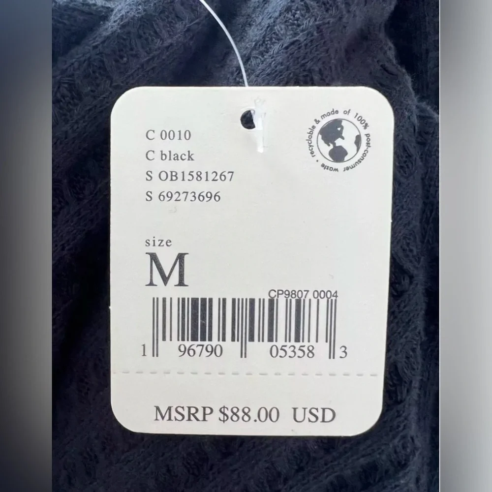 NWT Free People Juicy Long Sleeve Top Cowl Neck Thermal Oversized Open Back blac - Picture 9 of 11